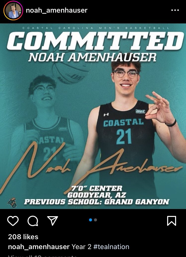 Noah Amenhauser has announced he’s transferring to Coastal Carolina.

Wishing him nothing but the best