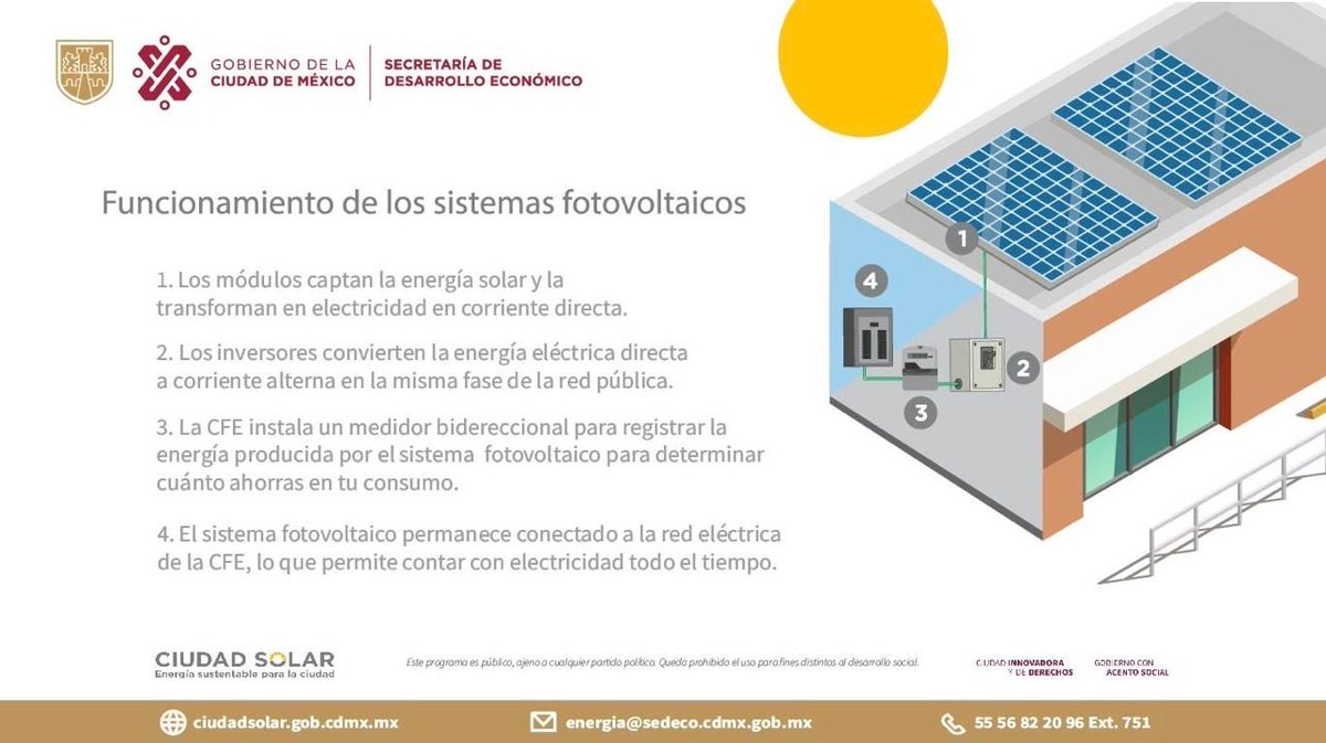 Descubre la manera de aprovechar el sol a tu favor: ✅️ Cuida tu bolsillo y el medioambiente. ✅️ Conoce nuestro programa 'Energía Solar para la Ciudad de México' visita este enlace: ciudadsolar.cdmx.gob.mx/programas/prog…