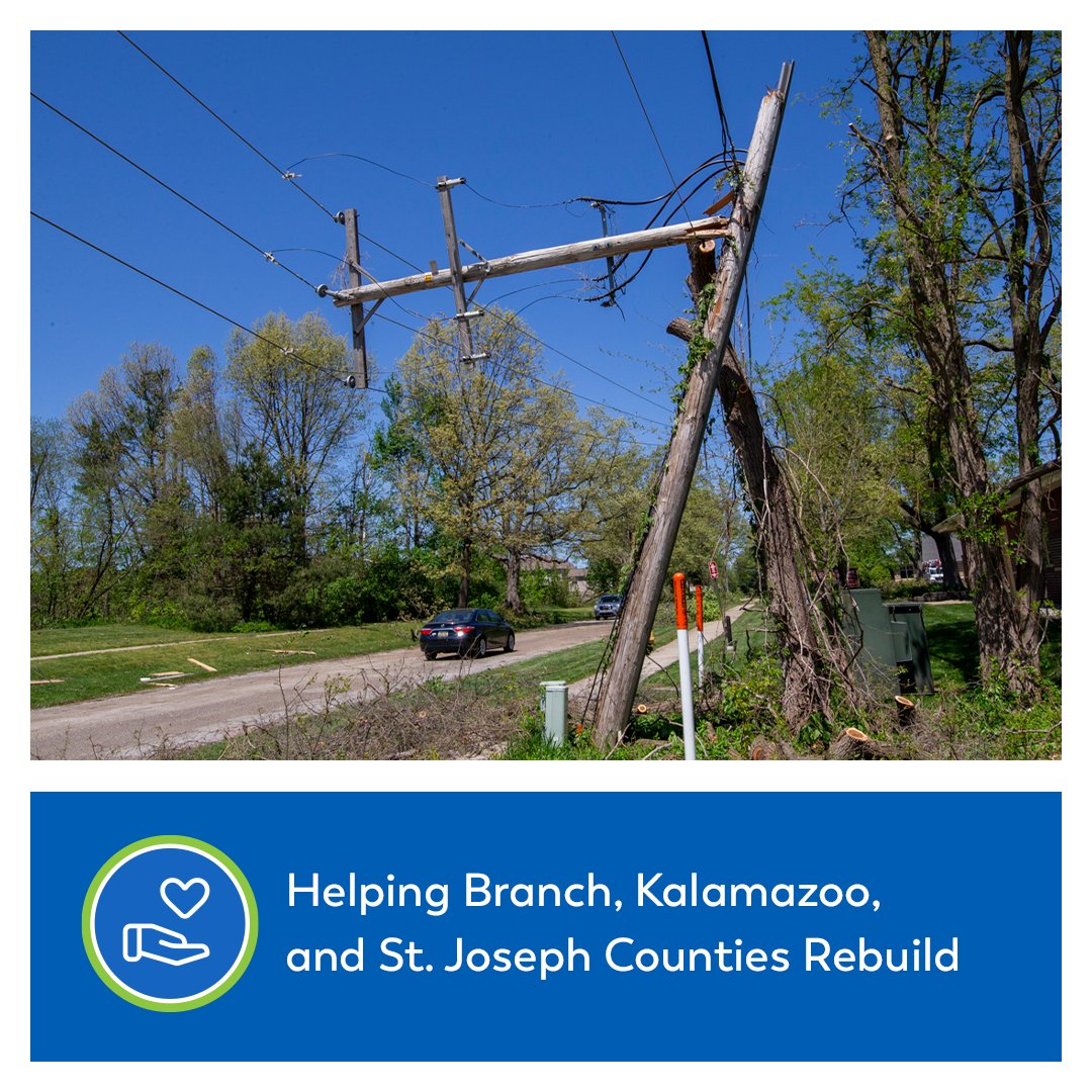 Our crews worked quickly to restore power to those impacted by tornadoes in Branch, Kalamazoo, and St. Joseph Counties last week. But our work to help those communities didn’t stop there. For more on the commitment from the Consumers Energy Foundation: force4michigan.com/consumers-ener…