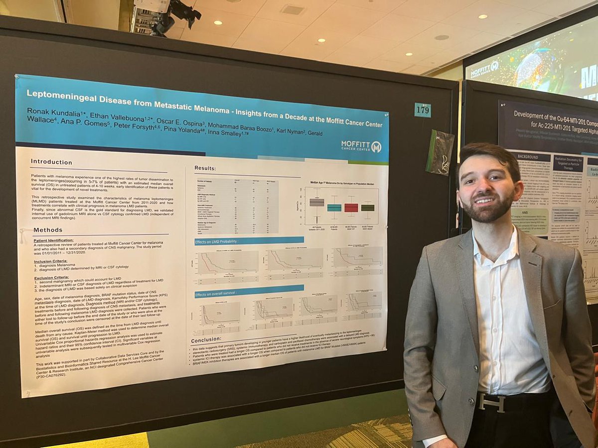I am thrilled to share my recent presentation at the 2024 Moffitt Symposium on Leptomeningeal Disease from Metastatic Melanoma.
Special thanks to Dr. @InnaSmalley for providing me with this opportunity and guiding me along the way.