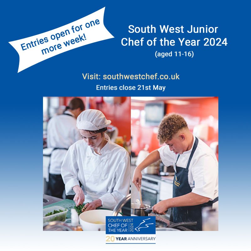 Have you submitted your entry for South West Junior Chef of the Year yet? Don't leave it too late - just one week left to enter!

Entries close on 21st May. You'll find more details and the entry form on our website at southwestchef.co.uk/the-competitio…

Good luck!