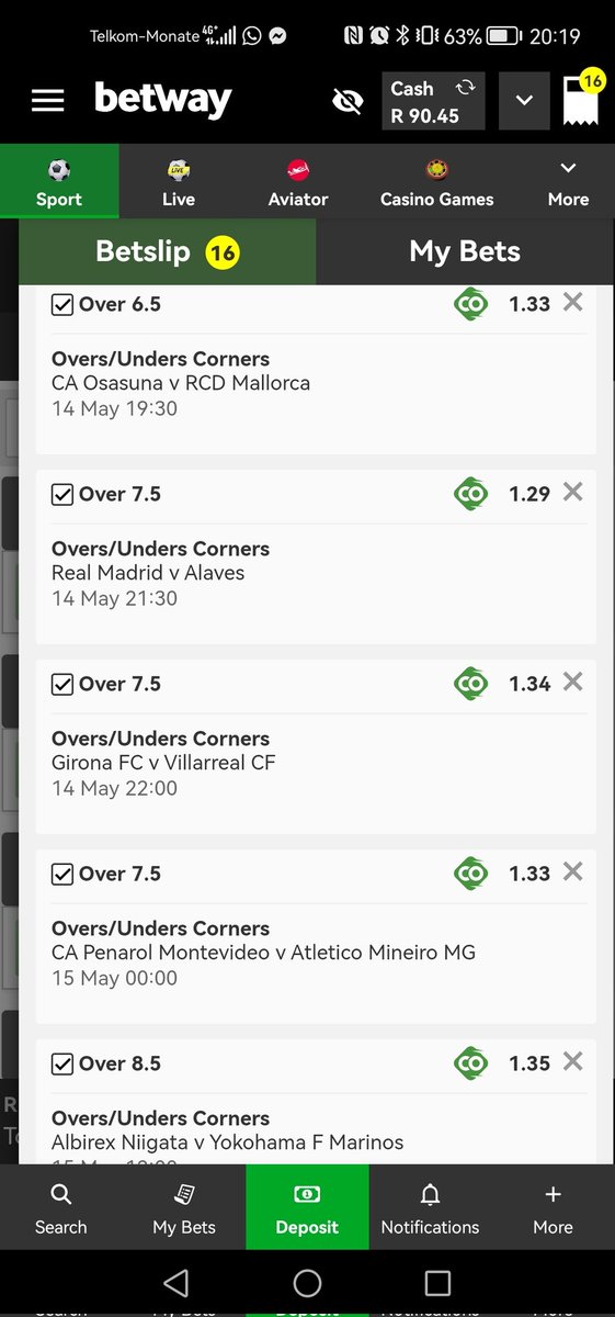 59 odds corners ends tomorrow I just placed a bet with Betway. Tap here to copy my bet or search for this booking code in the Multi Bet betslip X72DEF3C6 betway.co.za/bookabet/X72DE…
