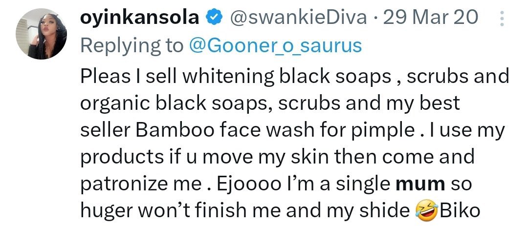 A Baby mama, living in Cyprus…. A Yoruba Ronu, and BAT supporter…. A Hydroquinone & Skin bleaching Ambassador…. Attempts to Single shame a man… Small nyash dey shake!