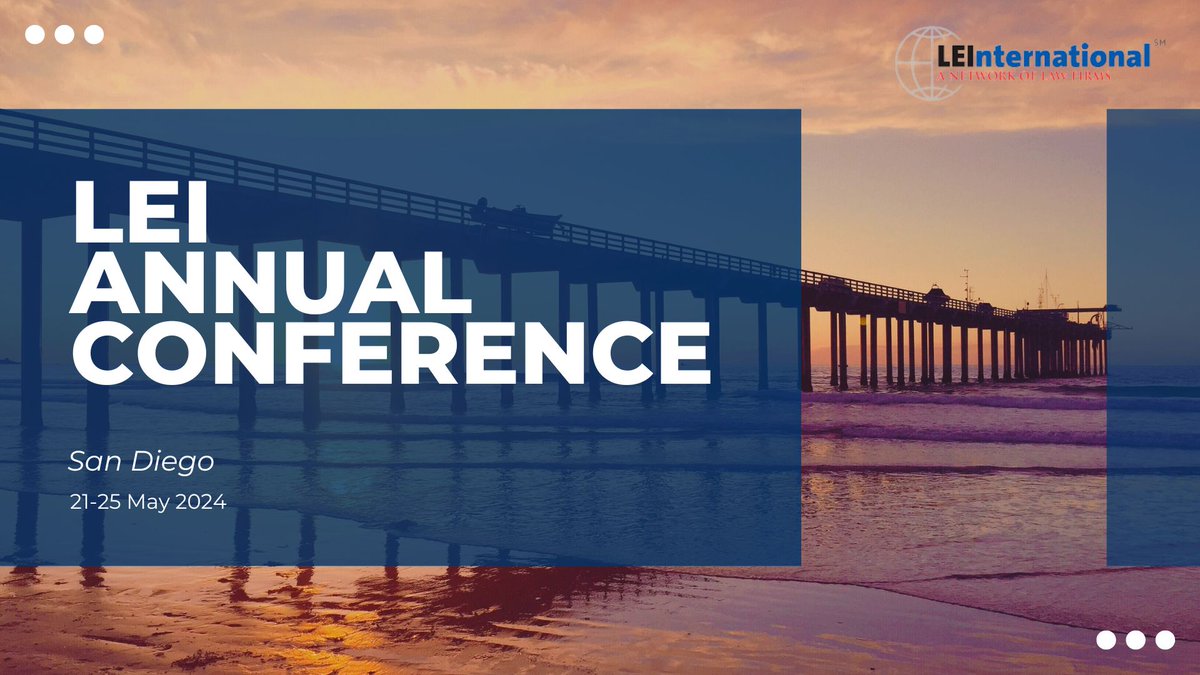 This time next week, we'll be welcoming attendees to beautiful San Diego for our 2024 conference!

Get ready for an incredible event packed with thought-provoking sessions led by industry experts, workshops and networking opportunities. 

#Leinternational #legalnetwork