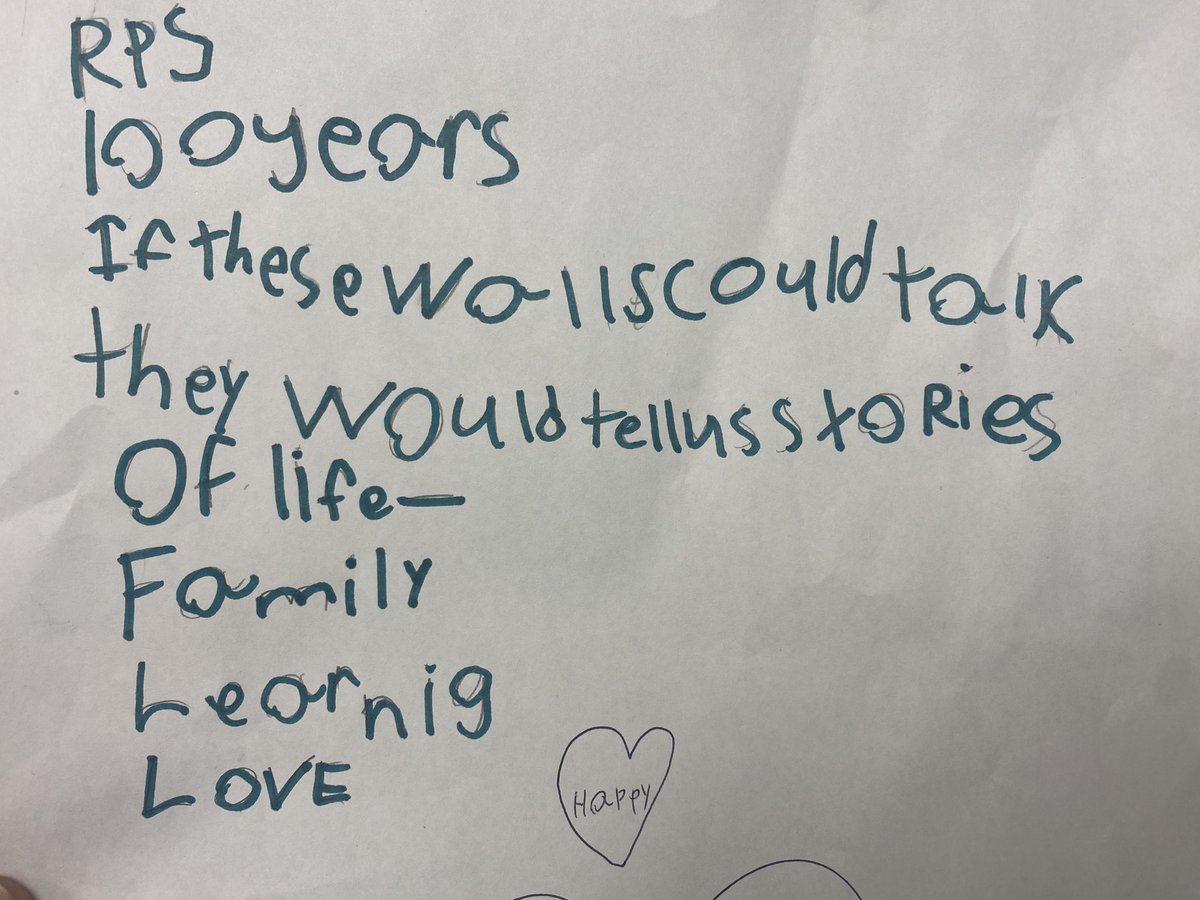 A poem from AS in grade 2 on the subject of our upcoming Centennial Celebration. The S are invested in the importance of this milestone event! Join us on May 30, 4-7 pm, as we celebrate 100 years at RPS. 🦊❤️ <a href="/OCDSB/">OCDSB</a> <a href="/laurajladouceur/">Laura Ladouceur</a>