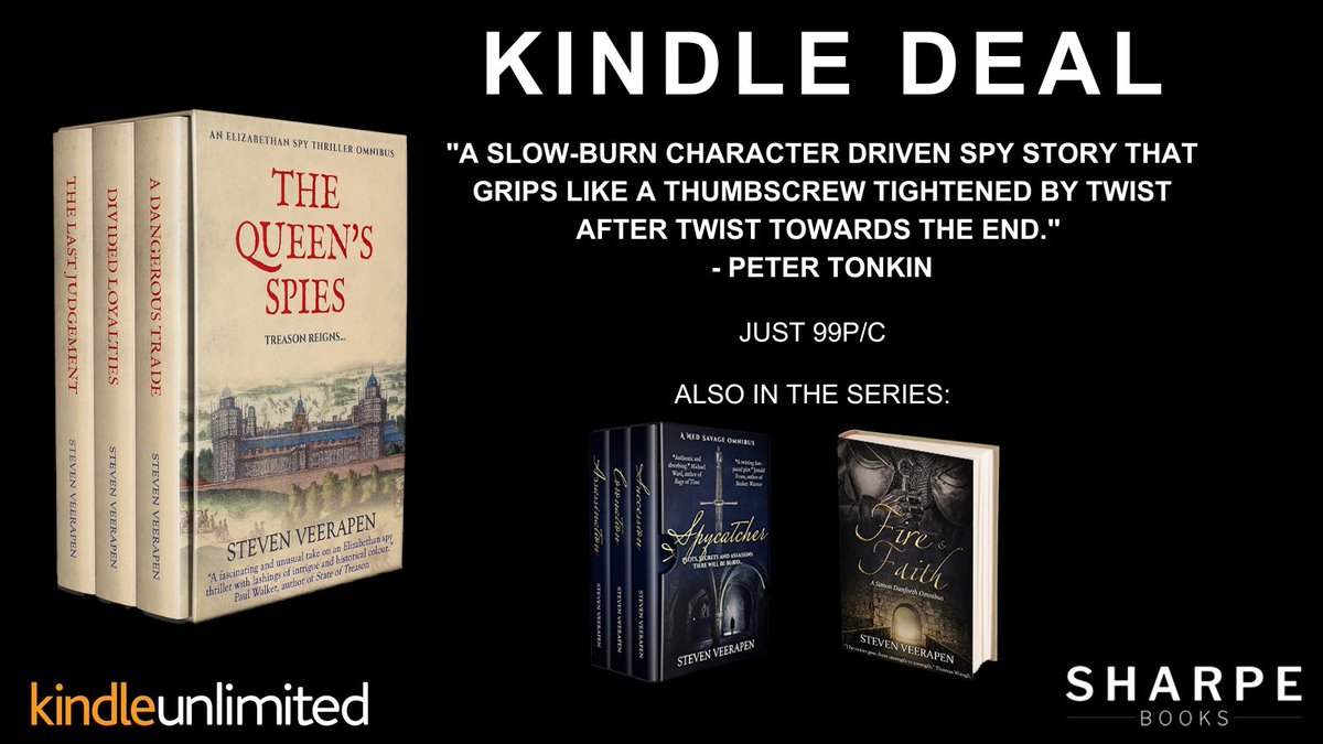 #KindleDeals #99p
The Queen's Spies,
By @stevenveerapen

'A slow-burn character driven spy story that grips like a thumbscrew.'
amazon.co.uk/dp/B084GYM3TD

#crimefiction #tudors #dealoftheday