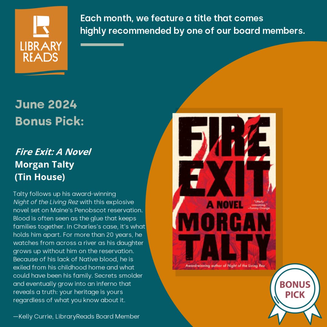 The June 2024 Board Bonus pick is FIRE EXIT by @Morgan_J_Talty! @Tin_House