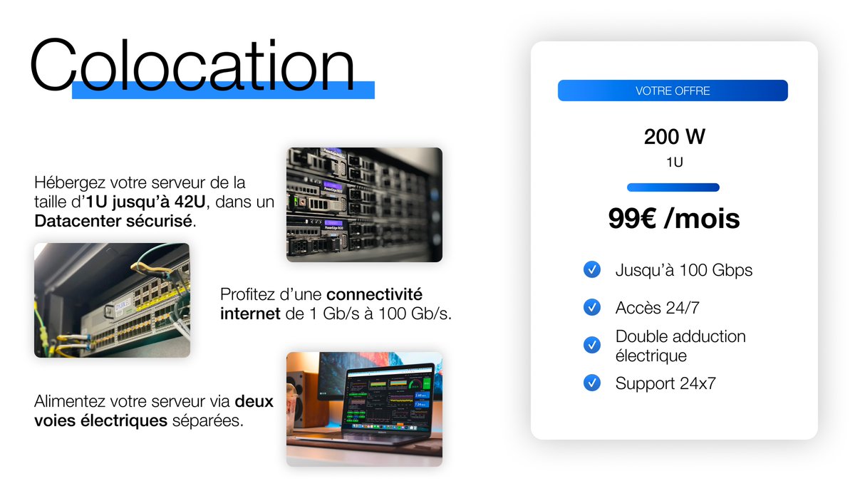 Vous souhaitez héberger votre serveur en #datacenter ?

Chez @Dyjix, nous proposons de la colocation 1U jusqu'à 42U en Datacenter à Paris, Tours et Grenoble.

⚡ Connectivité 10 Gbps offerte !

Contactez-moi 📩

👉dyjix.eu/offres/datacen…