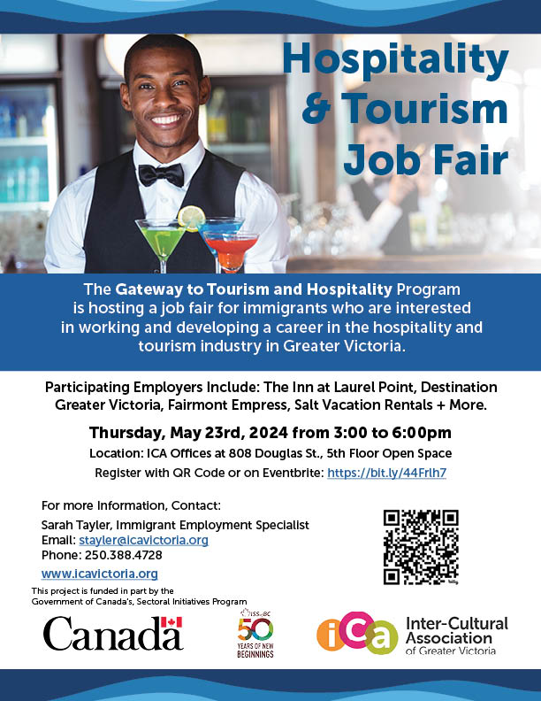 Please register or drop-in on May 23.
eventbrite.ca/e/tourism-and-…

The Gateway to Tourism and Hospitality Program is hosting a #jobfair for #immigrants in Greater Victoria. 

The event is free for job seekers and employers.

 #newcomers  #Tourism #ICA #JustAnnounced