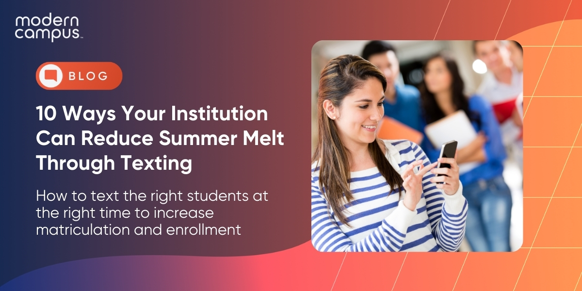 Each year, 10 to 20 percent of would-be-college-students succumb to Summer Melt — never matriculating to institutions they committed to after high school. But you can turn this around! All it takes is the right, strategic approach. moderncampus.com/education-cent…