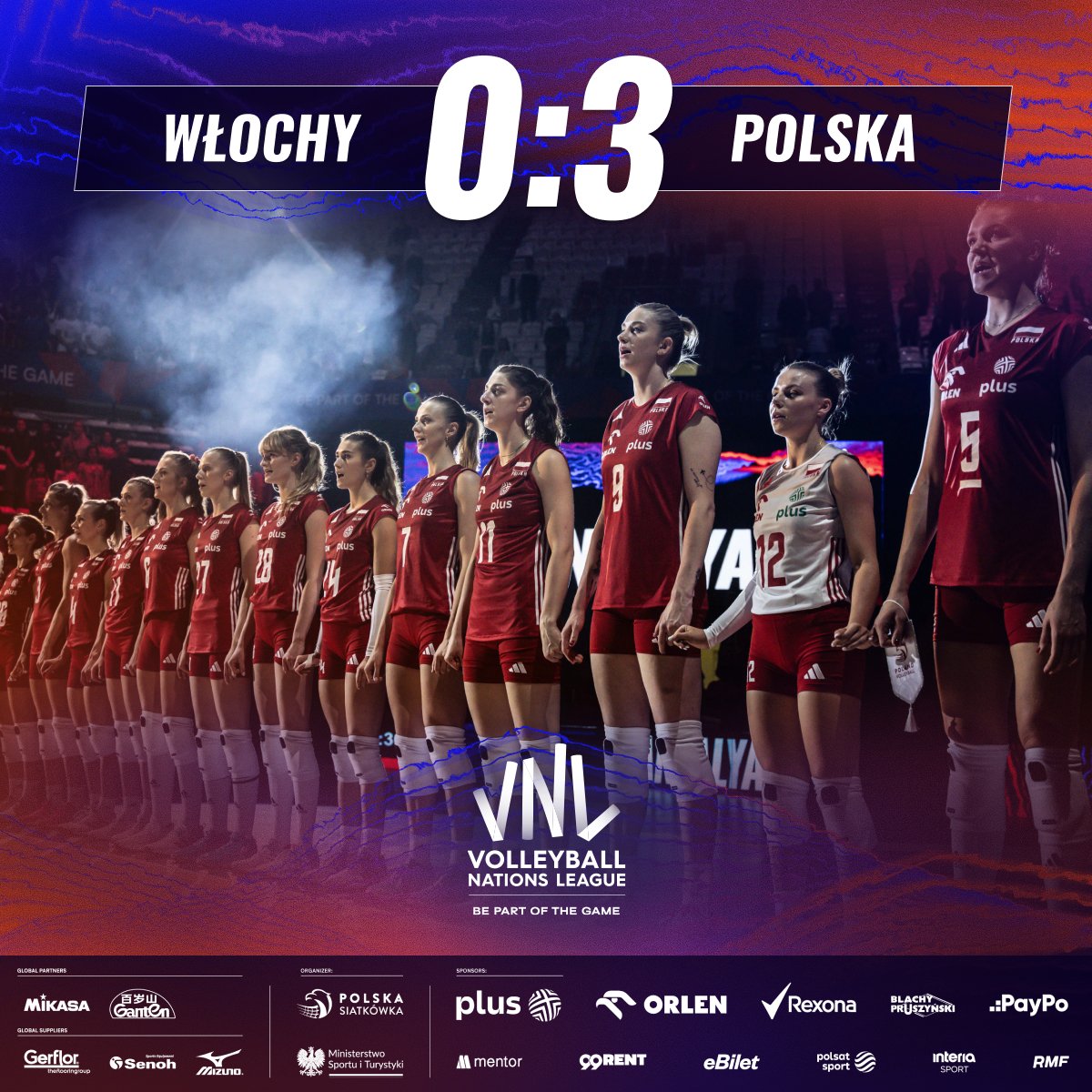 Świetne otwarcie #VNL2024 w wykonaniu reprezentacji Polski kobiet! 🔥🔥🔥 Biało-Czerwone wygrywają 3:0 z Włoszkami 💪 Włochy-Polska 0️⃣:3️⃣(26-28; 23-25; 21-25)