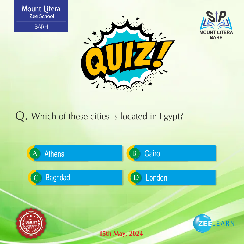Which of these cities is located in Egypt?

☎️ 𝐂𝐚𝐥𝐥 𝐟𝐨𝐫 𝐦𝐨𝐫𝐞 𝐝𝐞𝐭𝐚𝐢𝐥: 7033338888 | 7033339999
🌐 Visit: mountliterabarh.com
#mountliterazeeschoolbarh #bestschoolbarh #mlzs #CBSESchool #qulityschoolbarh #cbsebarh #BestCBSESchool #schooleductionbarh