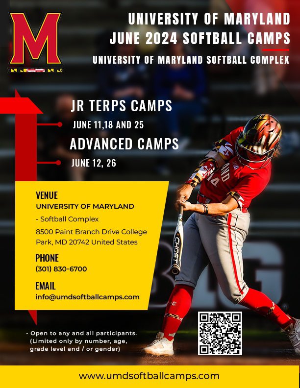 Summer Camp dates are here! 📅 Click the link for more information: umdsoftballcamps.com/camp-list/ #FearTheTurtle