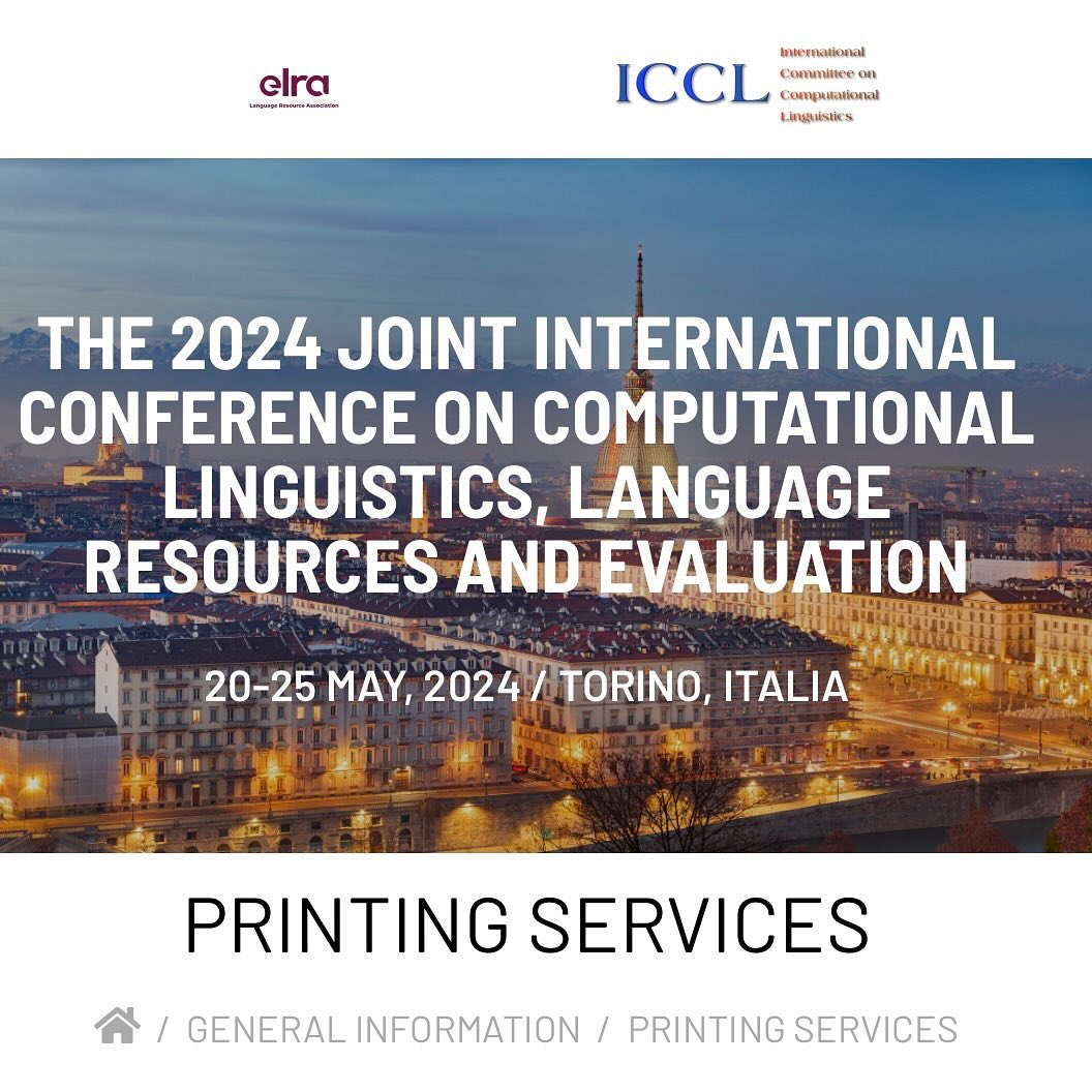 LrecColing's tweet image. If you'd like to print your poster near the conference venue, the website now contains information about printing services in the area: lrec-coling-2024.org/printing-servi…
#NLProc