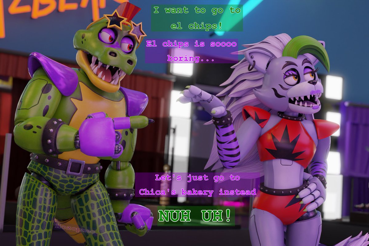 Double date is not going too well for them 

#Fnafsb #GlamrockFreddy #GlamrockChica #MontgomeryGator #RoxanneWolf #Monteddy #Roxica