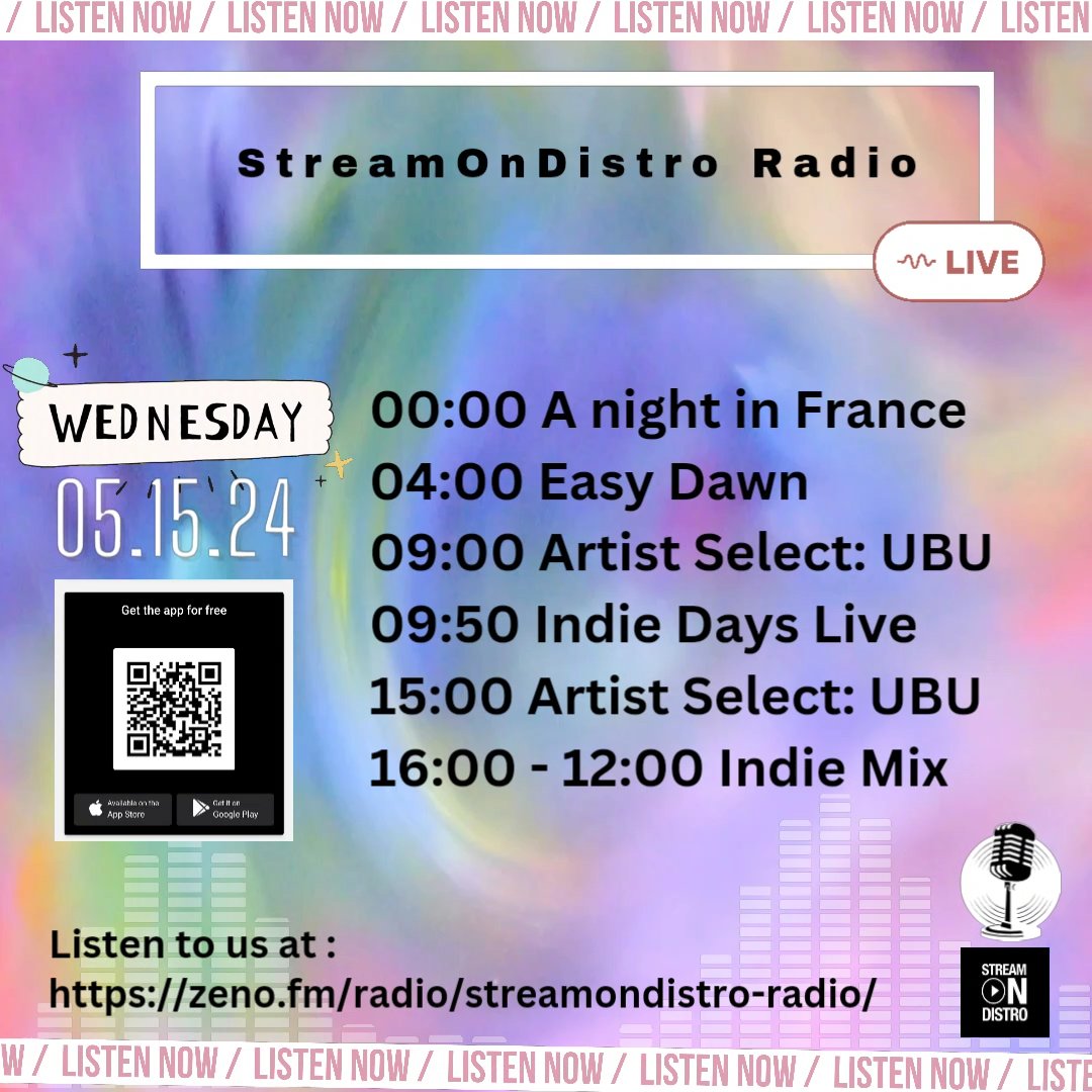 StreamOnDistro Playing our artists music using our distribution services 24/7 Featuring: A Night In France: 4 hours of music from #France Today's Artist Select: UBU zeno.fm/radio/streamon… #Radio #RadioShow @Openprodmusic #Wednesday #WednesdayVibes #FrenchMusic #French