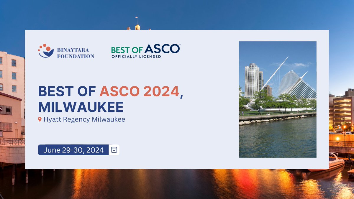 Our #BestofASCO24 series will be in Milwaukee 🗓️June 29-30! Register today and join us for this comprehensive review. 📍 Hyatt Regency Milwaukee 🌐 education.binayfoundation.org/content/best-a… #CME #ASCO #oncology #hematology #register #healthcare #Medicine
