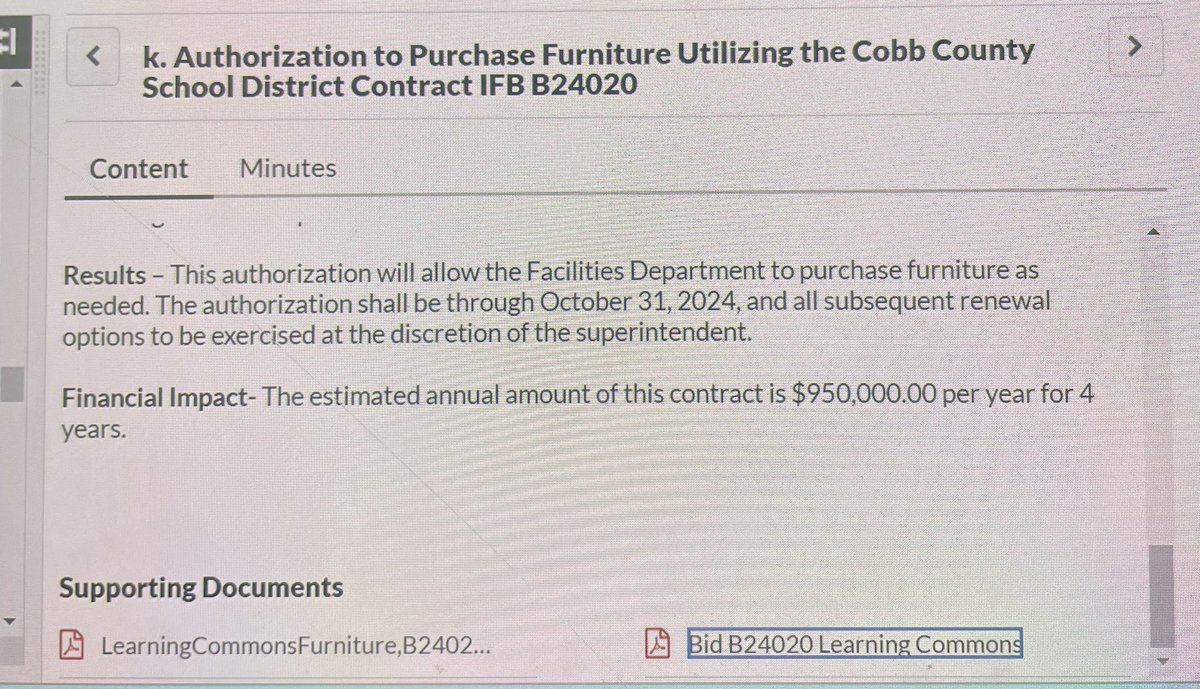 Sorry I’m late with the @BOEAPS and @apsupdate May board meeting BUT did a single person ask about the 3.8 MILLION dollar contract with Cobb County Schools for furniture? I simply cannot understand the monetary waste. Forget new furniture, get more staff to help kids who can’t…