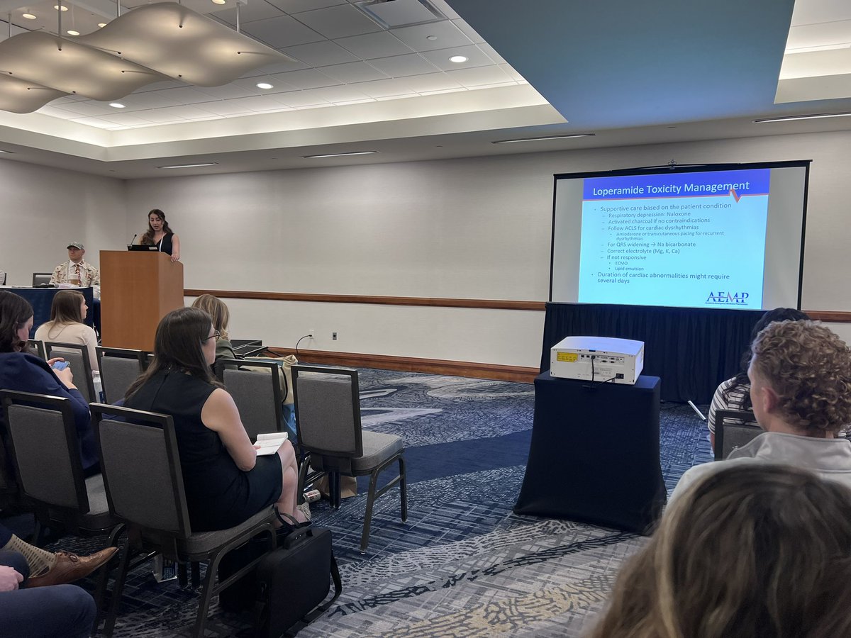 Enough overdosing on cardiac arrest topics, <a href="/ReemAlsultan88/">Reem Alsultan</a> starts us off with a cardiac case found to be secondary to loperamide toxicity.

#PharmERgency #AEMP24 #AEMPlify <a href="/SAEM_AEMP/">SAEM AEMP</a> <a href="/SAEMonline/">SAEM</a>