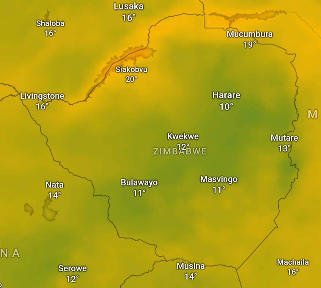 Light showers possible for parts of southern and eastern Zimbabwe on Wednesday. Minimums expected to drop to single digits for most of the country into the weekend. 🌦 🌬 🇿🇼