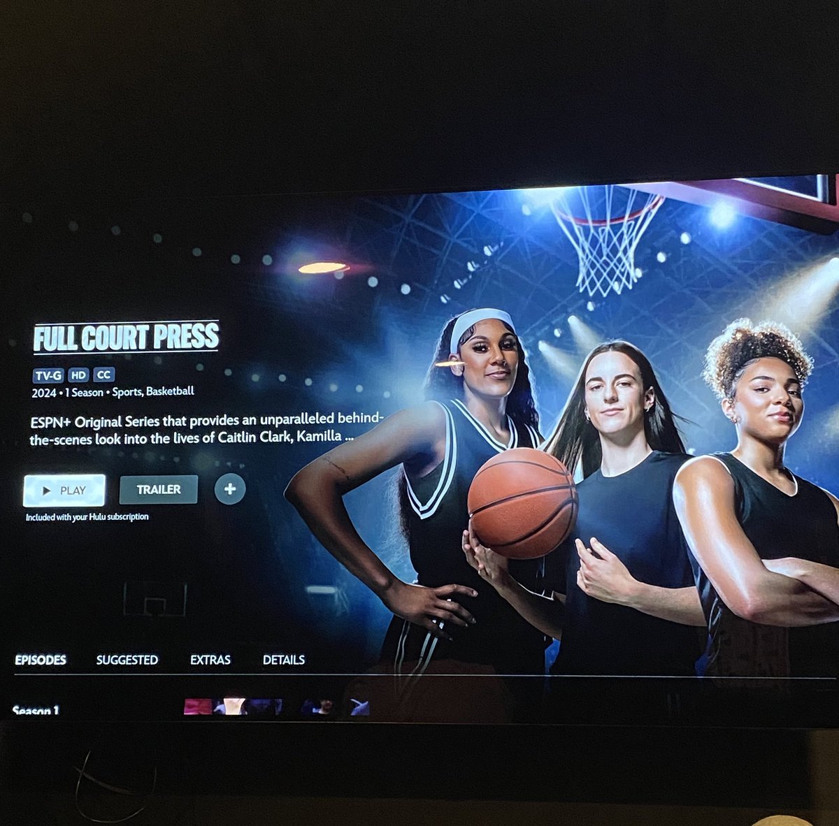I like how #FullCourtPress ft Caitlin Clark is rated TV-G on Disney+ but as soon as you click play it says “the following contains mature language viewer discretion is advised” which means uncensored F and S bombs