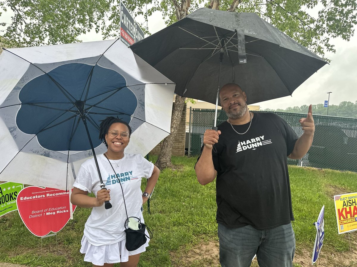Out here working for every single last vote in the rain with my fantastic Campaign Manager Taylor in Ellicott City. Polls close in less than one hour. There’s still time to have your voice heard!