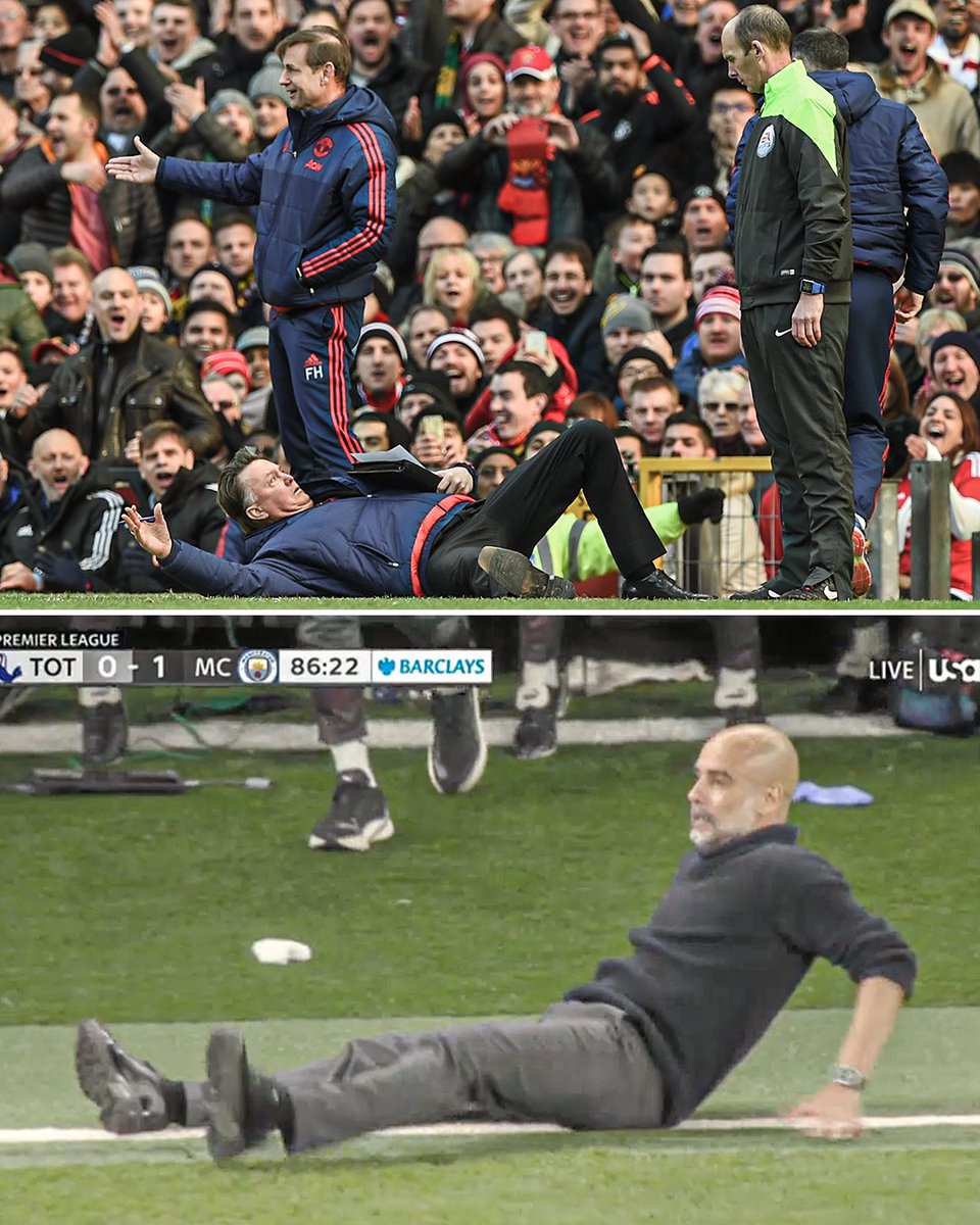 These reactions from Louis van Gaal and Pep Guardiola 😂 It's a Manchester thing 🍿