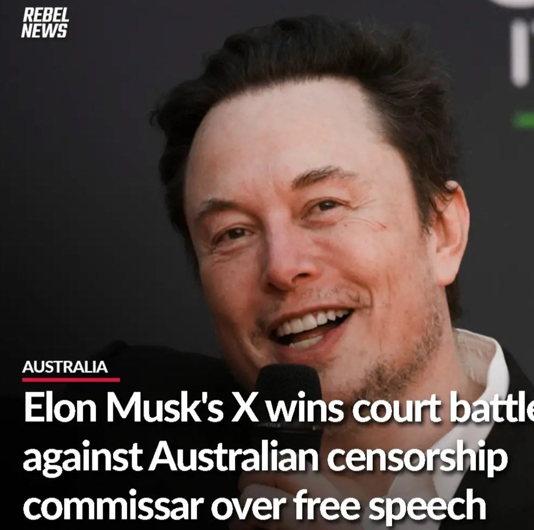 Another great win #ElonMusk's X wins court battle against Australian free speech 💬 censorship commissal,  via ' Rebel News '👇👇👇🍊🍊🍊‼️Truth 😎 😀!