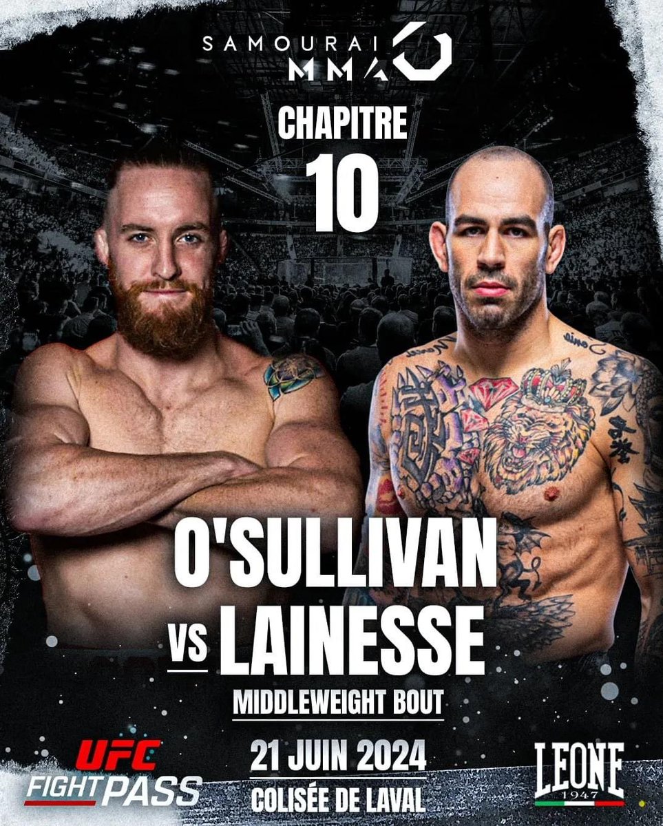 Yohan Lainesse will have his first fight post UFC at @MmaSamourai 10 in Laval Quebec on June 21st against @ShowcaseMma Middleweight Champion 5-1 Dylan O’Sullivan #Samourai10 #MMA #MMATwitter