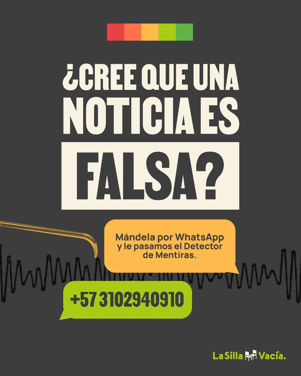 ¿A su WhatsApp le llegó una cadena y no sabe si es cierta o falsa? 🤔 Envíe al DetectBot 🤖 esos datos que lo tienen dudando y nosotros verificaremos si son ciertos o carreta: bit.ly/3mvWSQi