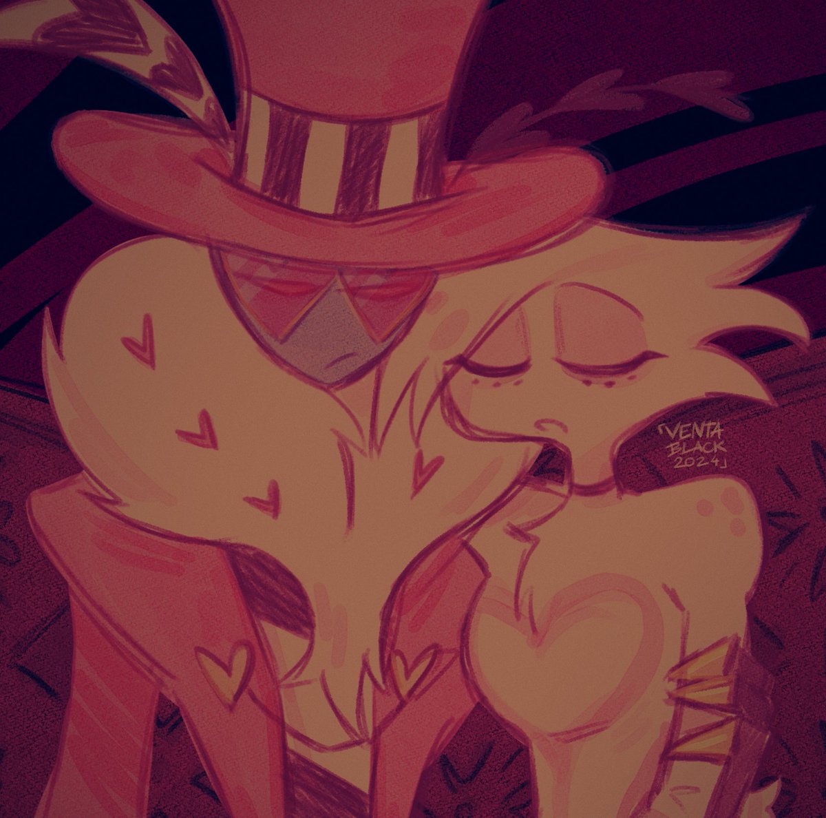 CW // valangel

i edged you guys for long enough, heres the valentino and angel dust doodle i did due to boredom ... 🌷 #hazbinhotel