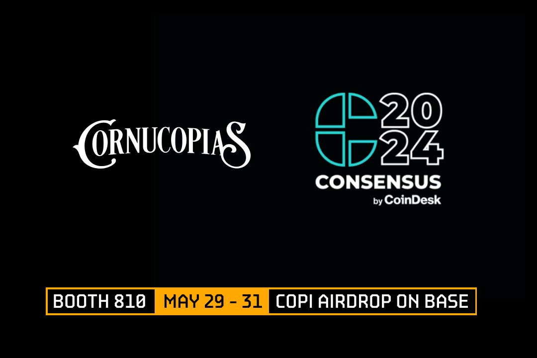 Cornucopias is coming to @consensus2024!!!

Visit us at booth #810 for a SWEET $COPI airdrop and some gameplay demos that will blow you away!

We're excited to connect with some #Web3Gaming enthusiasts that share our passion for blockchain!

Will you be there? Let us know 👇