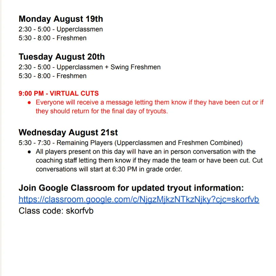 IMSrams's tweet photo. Any 8th grade girl interested in trying out for volleyball next year at MHS, please see the attached important tryout information, and join the Google Classroom.  Also, please see the summer volleyball clinic information flyer I have posted as well if you're interested! https://t.co/ufIMCpRk3Z
