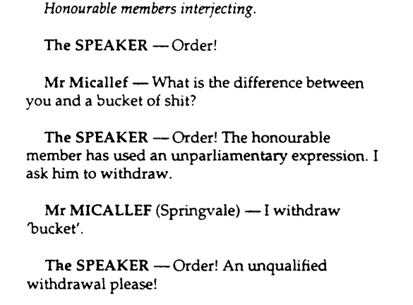 ParlCharlie's tweet photo. And now, a moment of Hansard zen from the Parliament of Victoria. https://t.co/0wYZUBAgPk