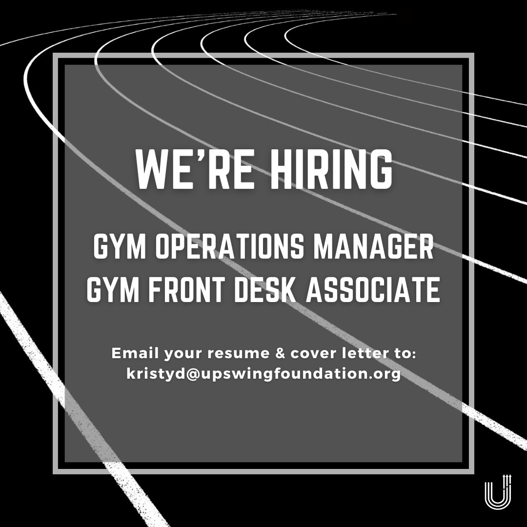 We're hiring a Gym Operations Manager and several Gym Front Desk Associates to help manage our new UPSWING Centennial facility. Join our awesome team and apply now: l8r.it/24cH
.   .   .
#UPSWINGFoundation #gym #applynow #jobposting #operationsmanager #frontdesk