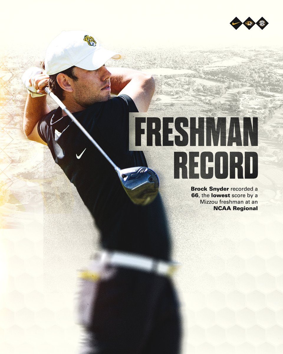 Not too bad for your NCAA Regional debut, setting a 𝗠𝗶𝘇𝘇𝗼𝘂 𝗳𝗿𝗲𝘀𝗵𝗺𝗮𝗻 𝗿𝗲𝗰𝗼𝗿𝗱 with a four-under 66!!

Congrats @Brock_PGA‼️ #MIZ 🐯⛳️