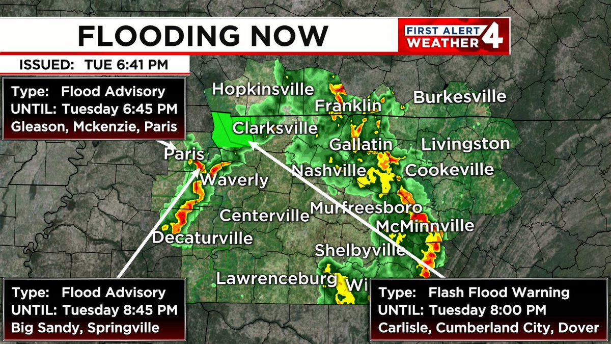 FLOODING IS OCCURRING. Turn around, don't drown! In the event of rising water, seek higher ground immediately. Tune to WSMV4 for the latest on this dangerous situation. #FirstAlert