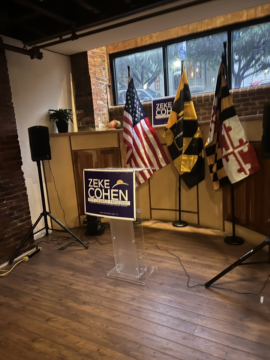 20 MINUTES TIL POLLS CLOSE 🗳️ We are at the watch party for @Zeke_Cohen. The last poll that was put out has him in the lead for the Baltimore City Council President race. He hasn’t arrived yet, but we will be bringing you a live report on the race soon on @wjz