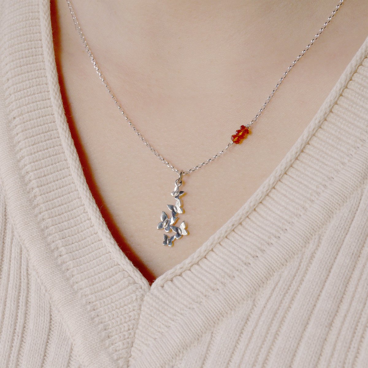 Butterfly Birthstone Necklace sterling silver, butterflies cluster, gemstone, birthday gift for her, dainty simple minimal everyday necklace tuppu.net/3f4713e8 #etsygifts #etsyjewelry #etsyfinds #Etsy #shopsmall #etsyseller #giftsforher