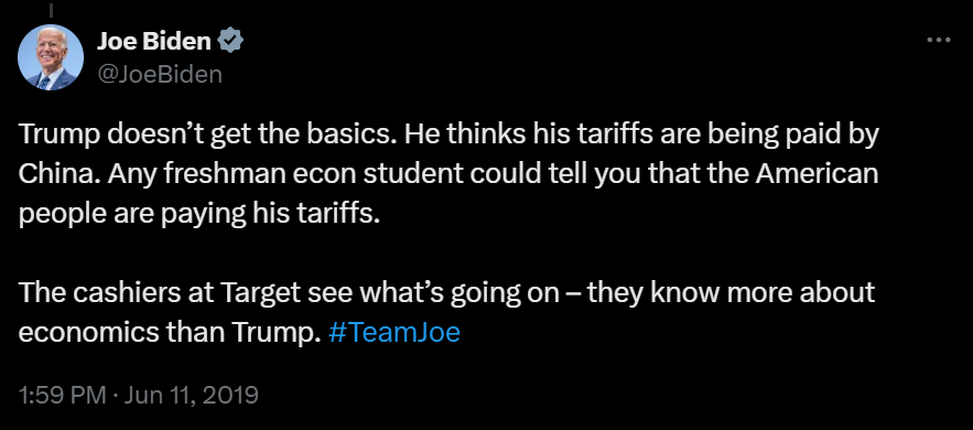 So when Trump imposed tariffs on China, it was seen as a bad thing and many believed it wouldn't work. However, when Biden does the same, it's suddenly considered a great move. Isn't that a bit of a double standard?
