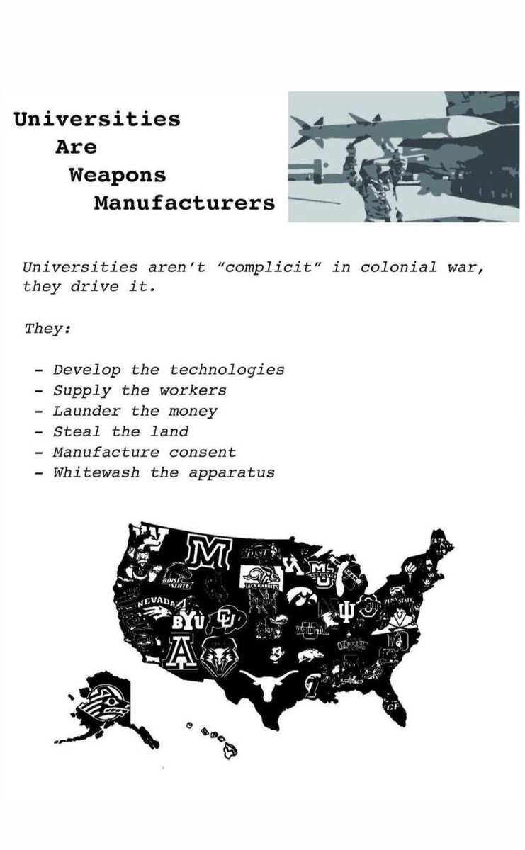 Universities are weapons manufacturers... OF COURSE this is how they respond to students demanding they divest! x.com/roots_action/s…