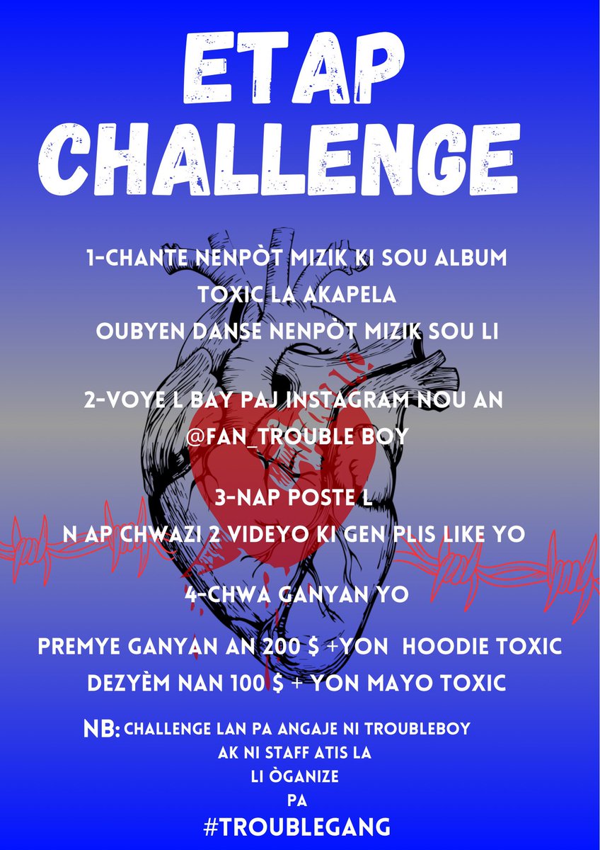 FanmOkap4Ever's tweet image. Ou konn danse? Chwazi nenpòt Mizik sou album «TOXIC» la danse sou li  Ou konn chante? Chwazi nenpòt Mizik sou album « TOXIC» la chante sou li.  Voye videyo a bay paj Troublegang nan sou enstagram ki se :instagram.com/fan_troubleboy…   @manager_famloyalty