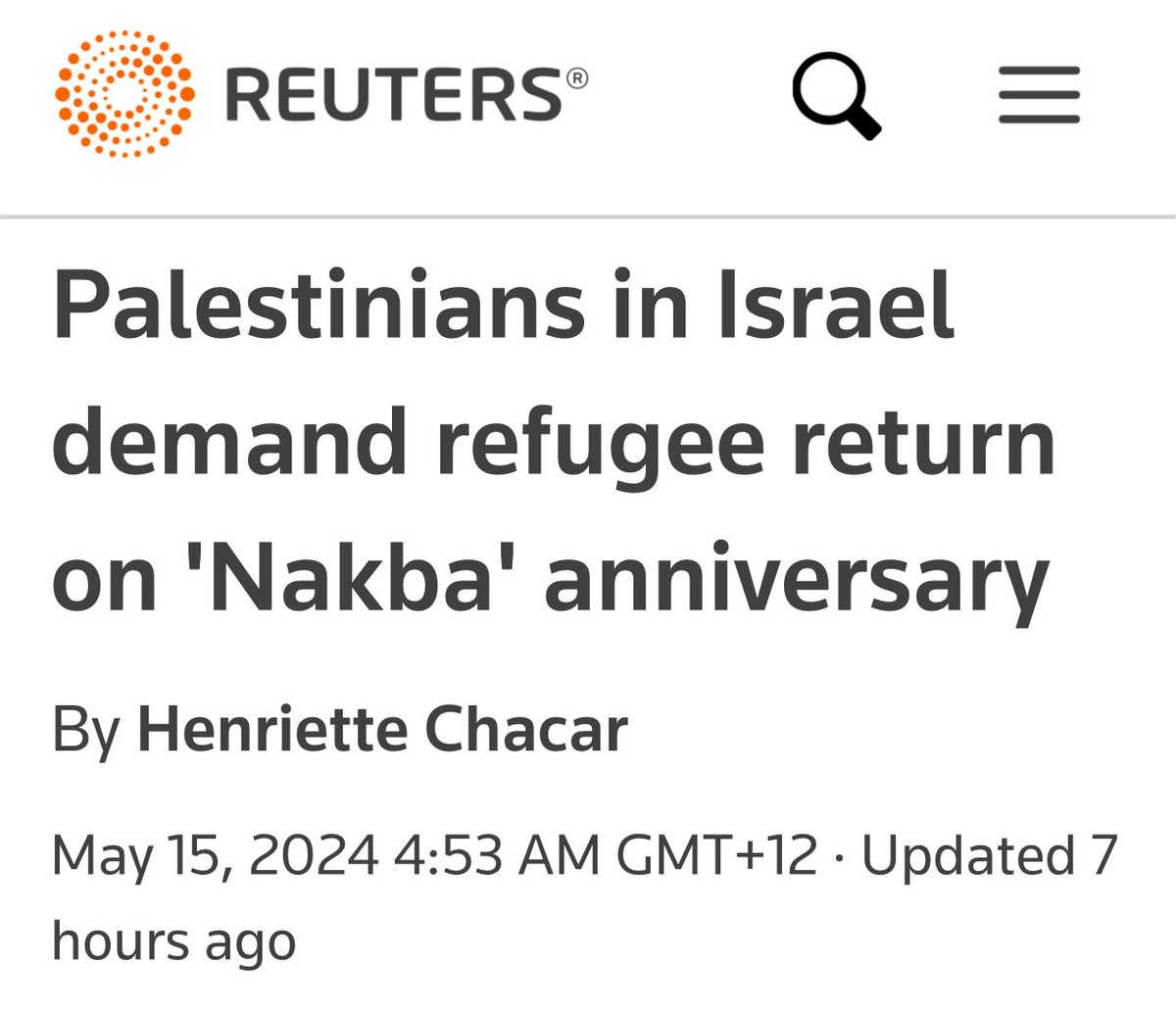 Hey @Reuters “news”, why did you put Nakba between quotation marks?