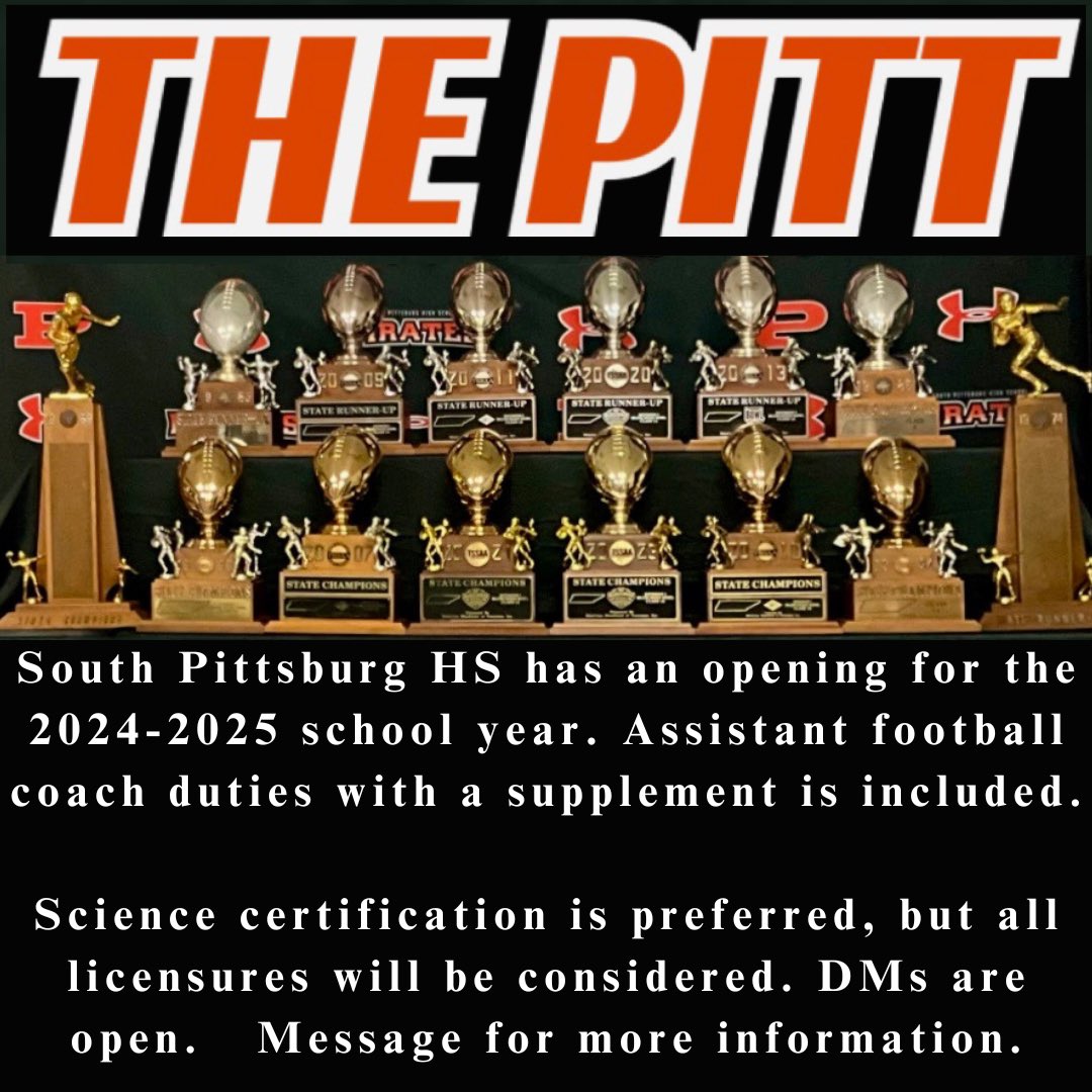 Teacher & Assistant coach opening at THE PITT! See below for more details. #ThePitt