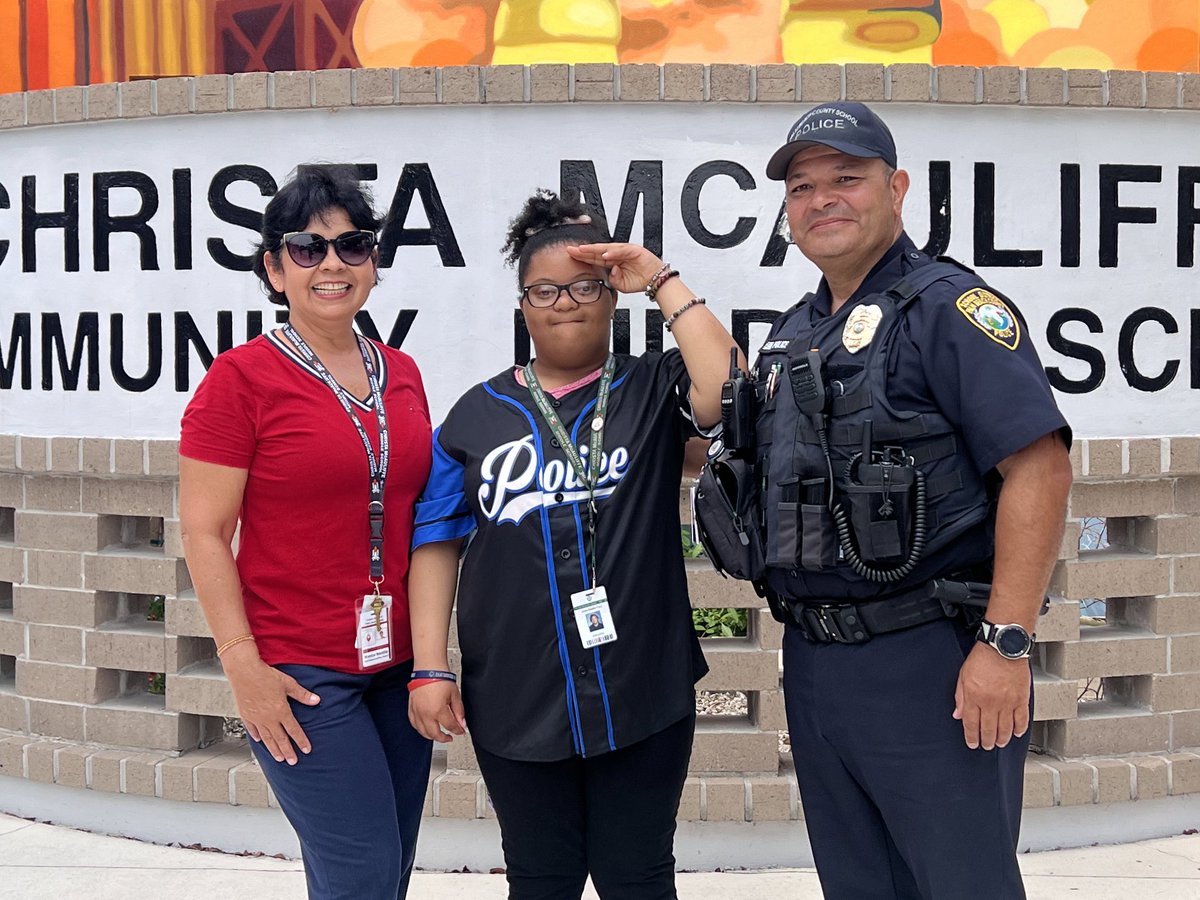 🖤💙🖤 During National Police Week, Officer Timothy Dupuis made a heartwarming gesture by presenting Jode, a student at Christa McAuliffe Middle School, with her own police jersey to honor her dream of becoming a police officer. 

#NationalPoliceWeek 
#PBCSchoolPolice