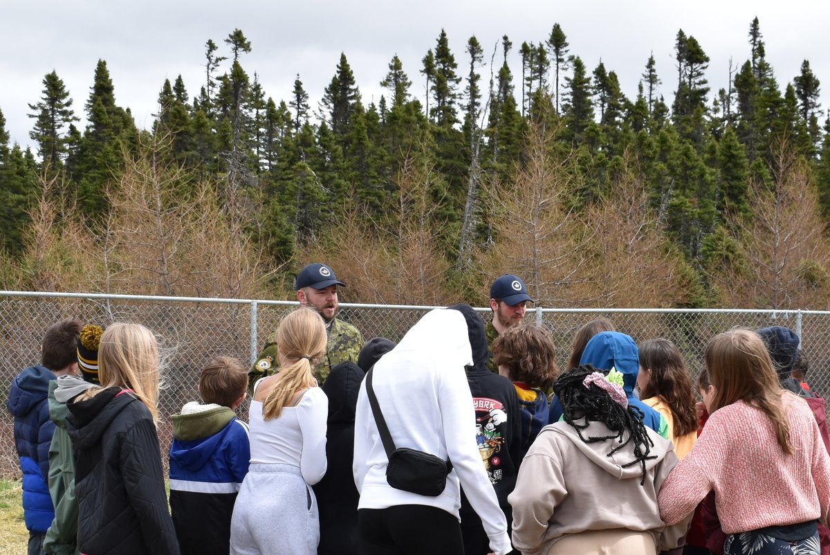 Students from Gander Elementary were very excited to have a CH-149 Cormorant and crew from 103 Search and Rescue Squadron of 9 Wing Gander visit their school on May 8 as part of the Science, Technology, Engineering, Arts and Mathematics (STEAM) Program.