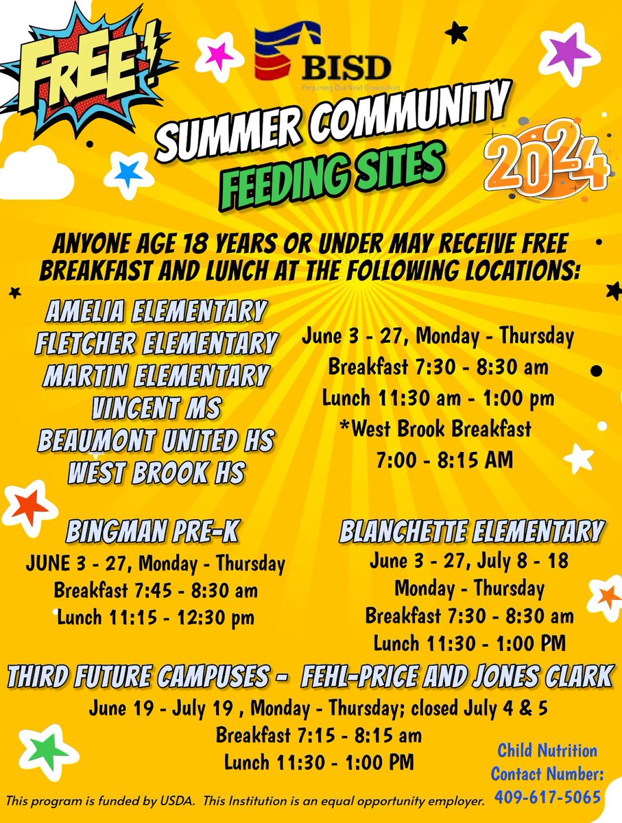 🌞😎Check out our Summer to Success website to learn more about the various activities, camps, summer school , and free breakfast and lunch programs. Visit bmtisd.com/summer2024 for more information.