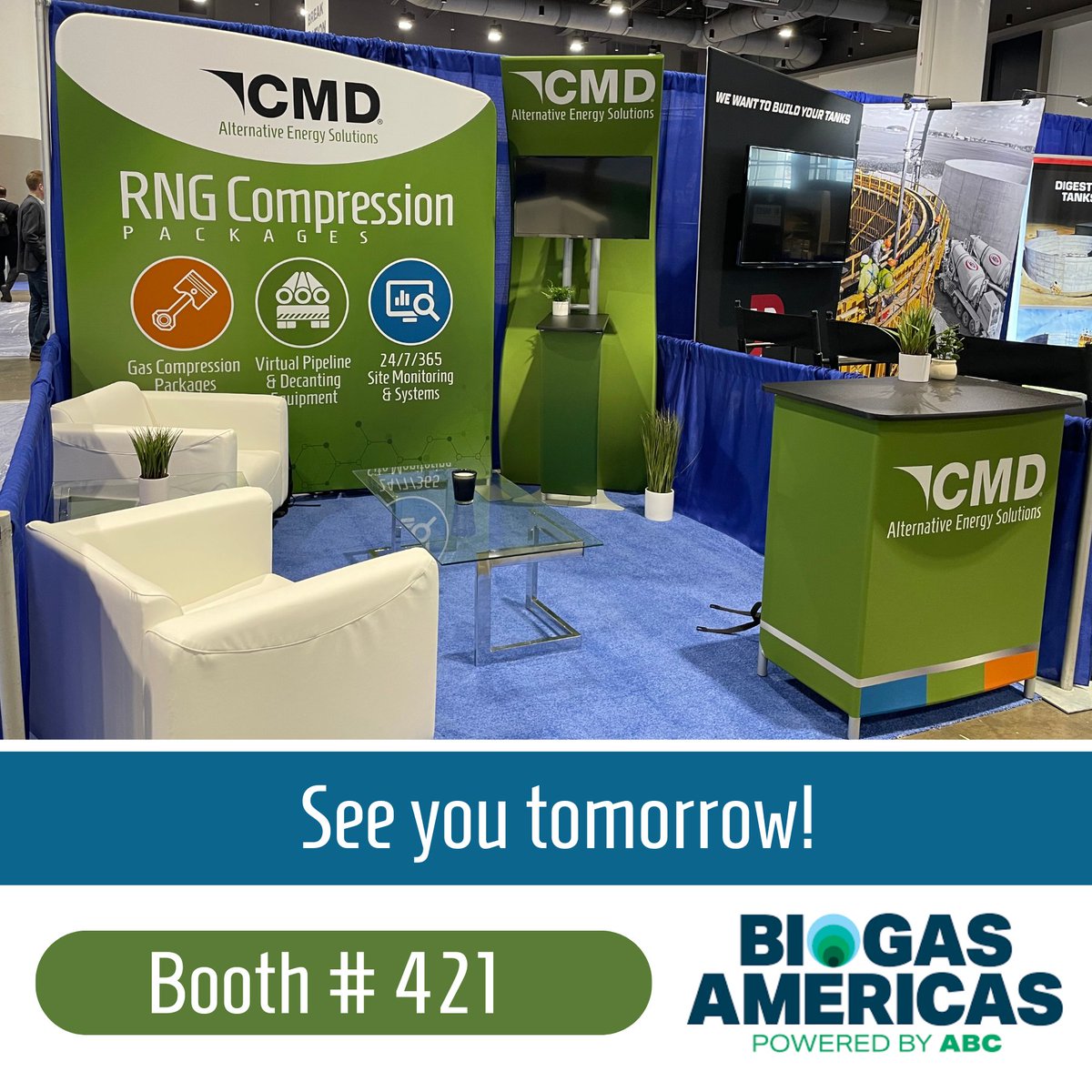 We're all set up and counting down the hours until Biogas Americas officially starts! ⏰ We'll see you tomorrow at booth #421!