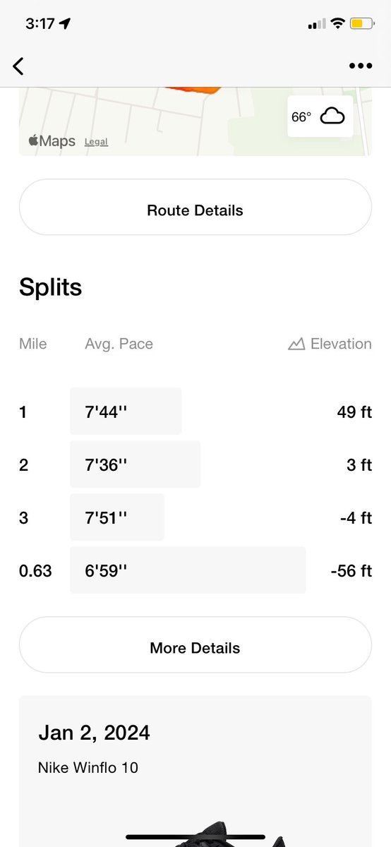Windy #run, but a good temp. Pt cloudy, 66F, 15mph wind, 3.63 miles, 7’36”/mile pace.