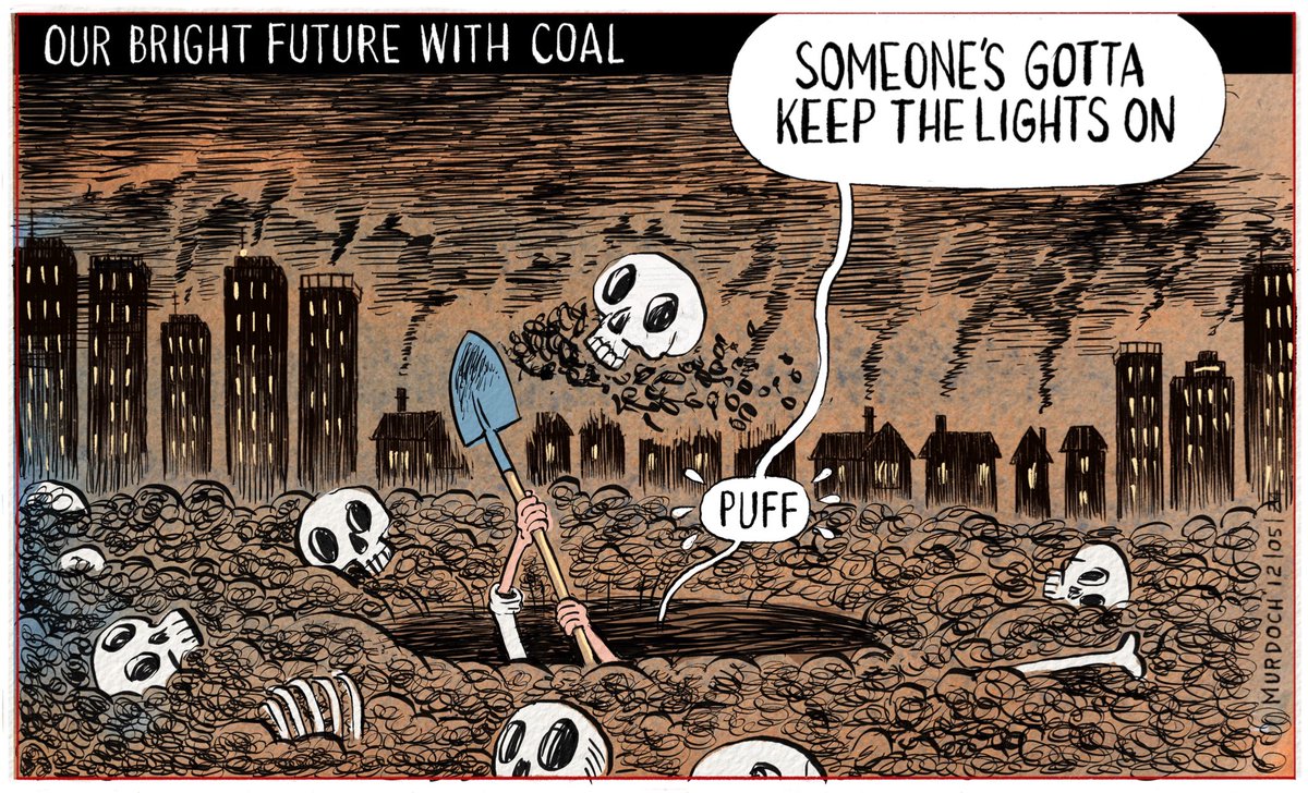 Our bright future with coal. Simeon Brown, Shane Jones, and Chris Bishop want to fast-track mines and motorways. My #cartoon today #NZpol #FossilFuels #ClimateEmergency